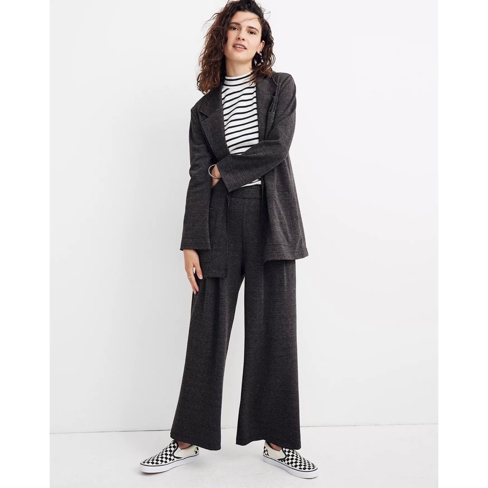 Madewell Oversized Knit Blazer Cardigan Open Front Glen Plaid Sz S